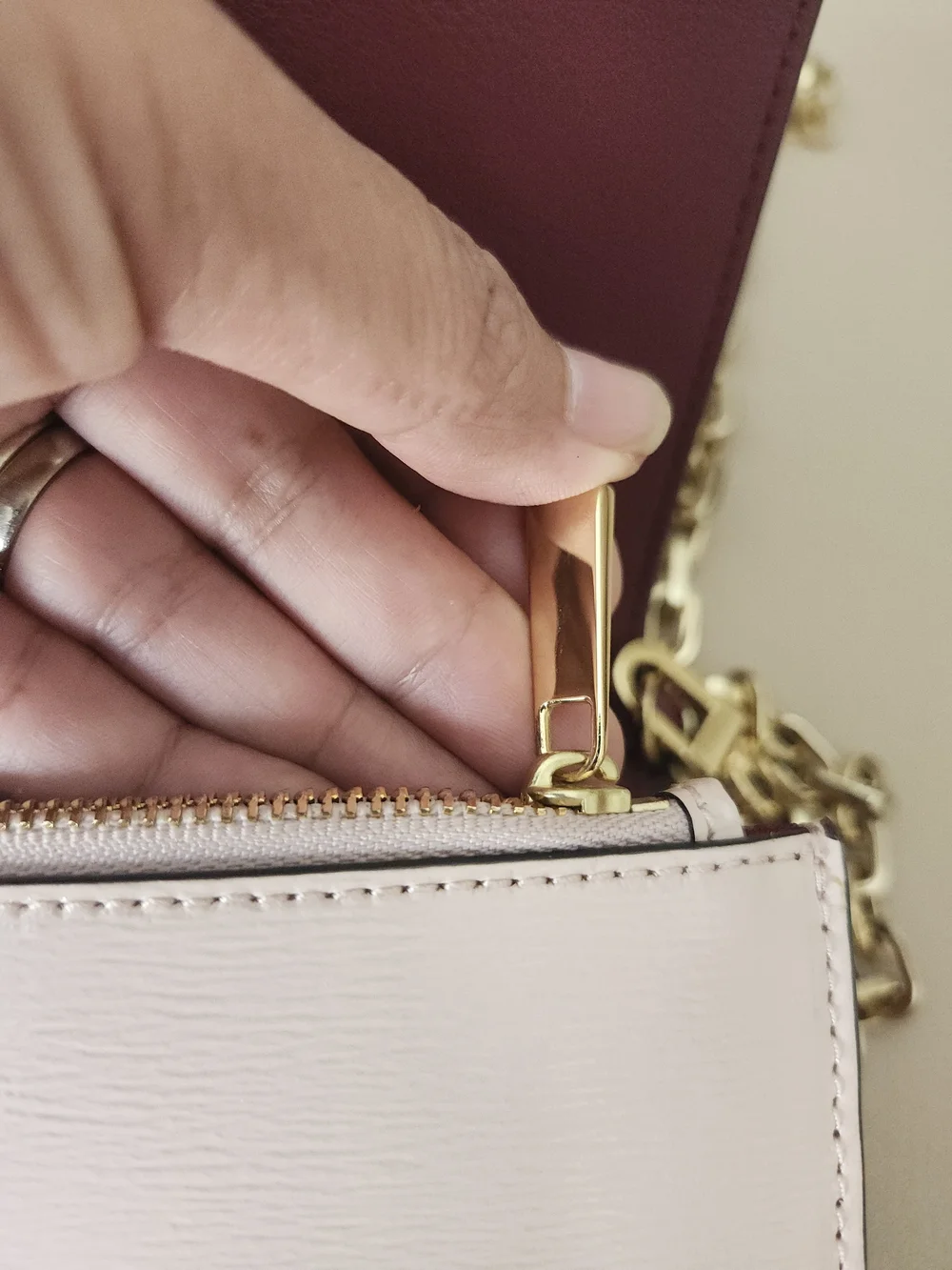 Tory Burch Light Pink Leather Fold-Over Wallet Clutch